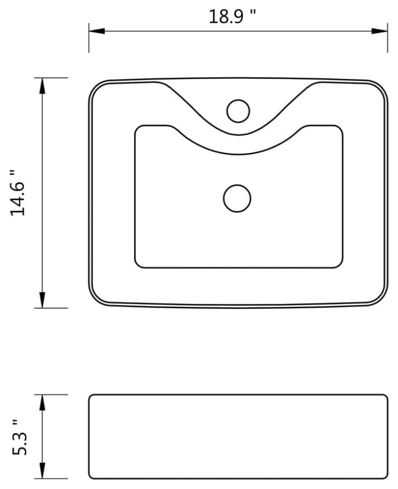 vidaXL Bathroom Sink Wash Basin Bath Sink Ceramic with Faucet Hole White Square