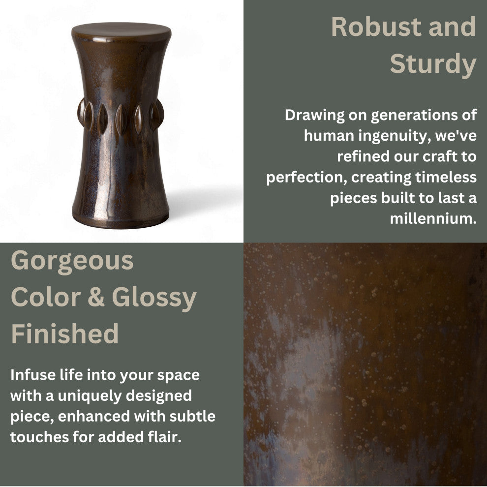 Jewel Gunmetal Ceramic Outdoor Side Table