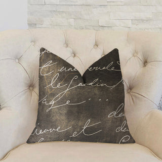 Love Script Black Luxury Throw Pillow, 12"x20"