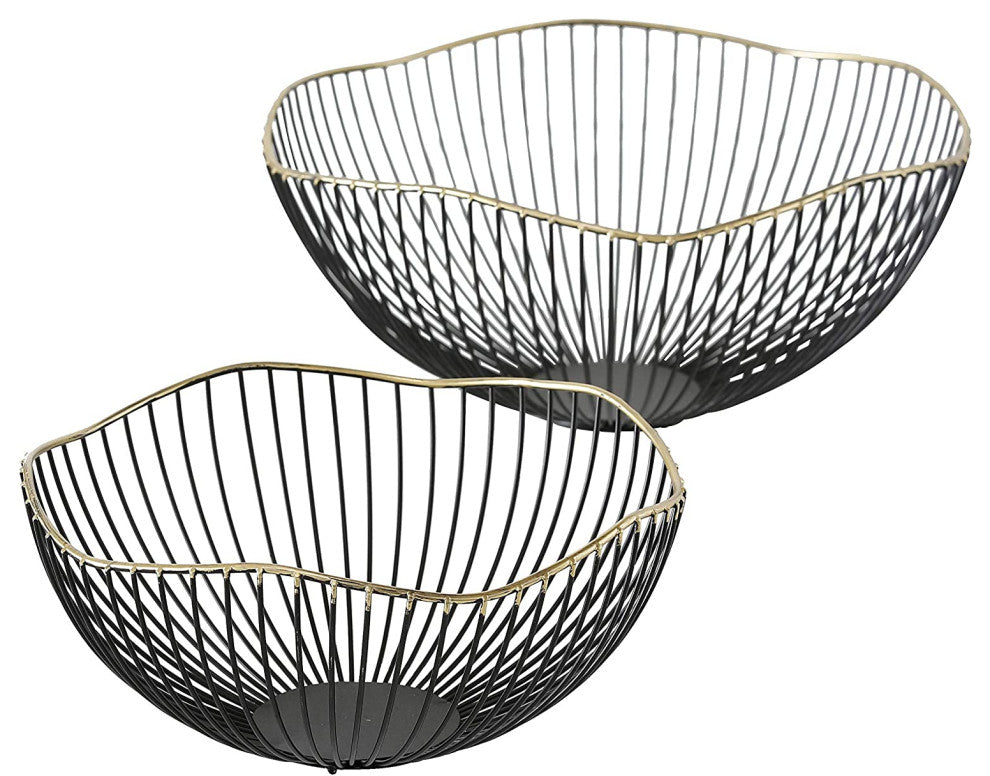 Gilt-edge Metal Petal Bowls, 11.75"