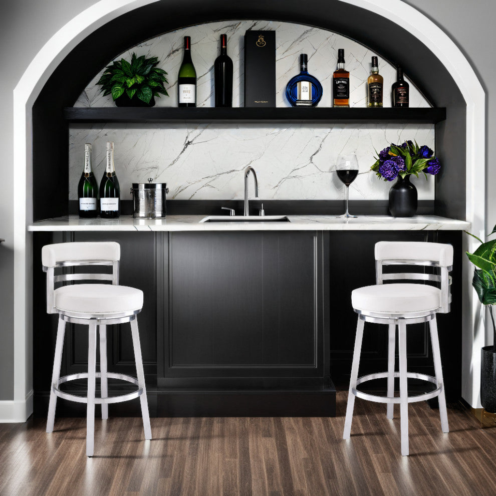 Madrid Swivel Stool, White, 30"