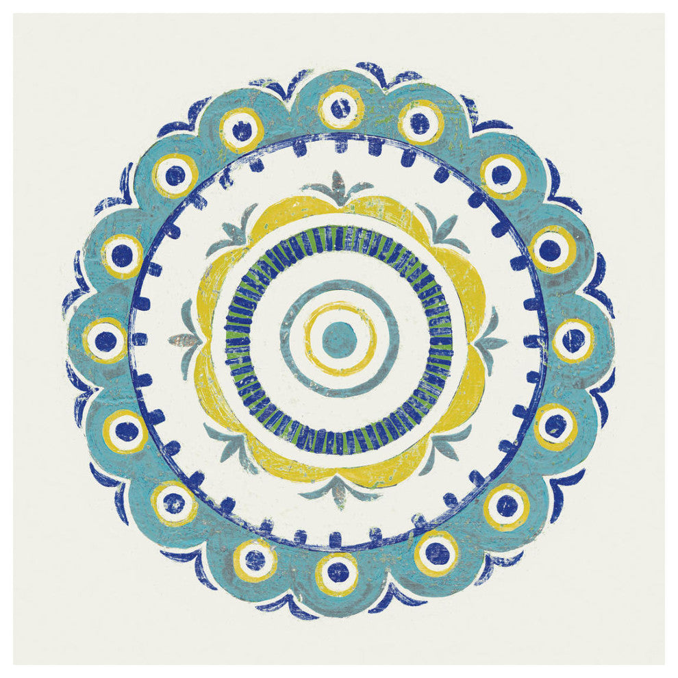 "Lakai Circle II Blue and Yellow" Paper Print by Kathrine Lovell, 26"x26"