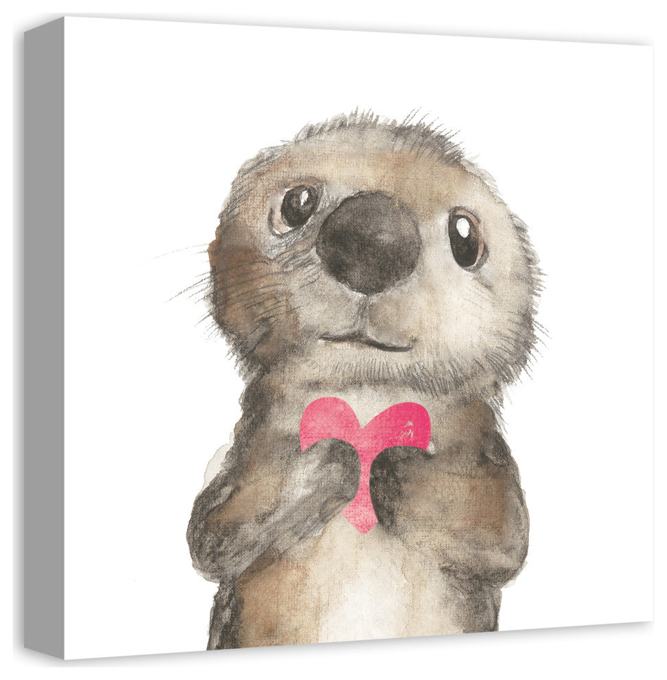 Otter With Heart 16x16 Canvas Wall Art