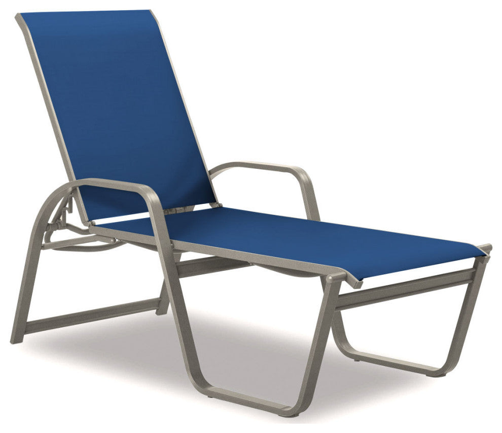 Aruba II 4-Position High Bed Chaise, Textured Warm Gray, Cobalt