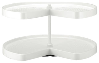 Polymer Kidney 2-Shelf Lazy Susan for Corner Base Cabinet, White, 32"W