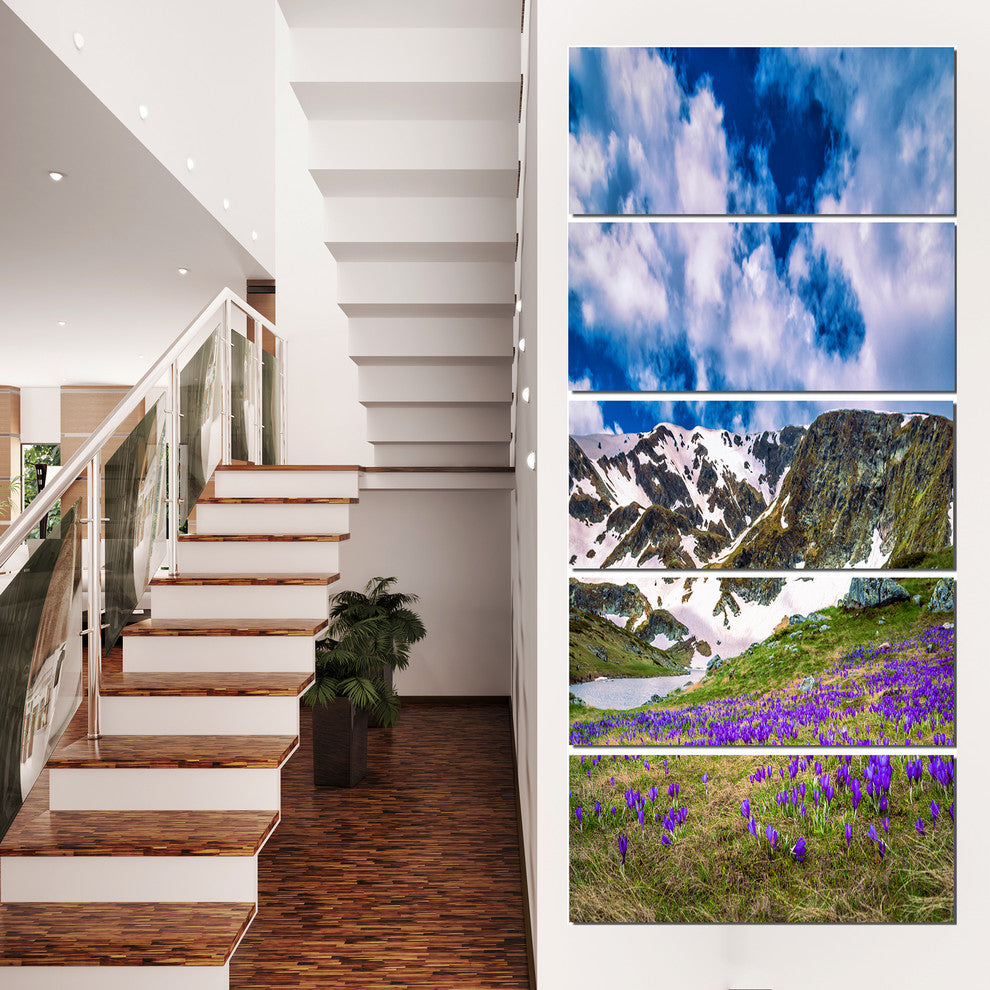 "Spring Blooming Crocus Flowers" Canvas Print, 5 Panels