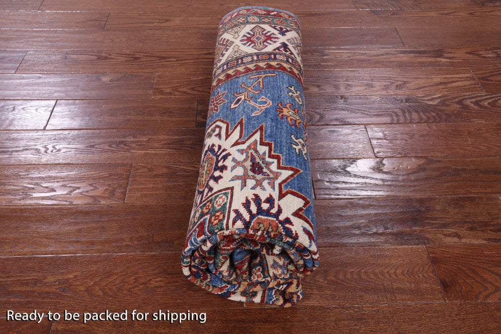 5' 6" X 8' 1" Handmade Super Kazak Geometric Rug Q10918
