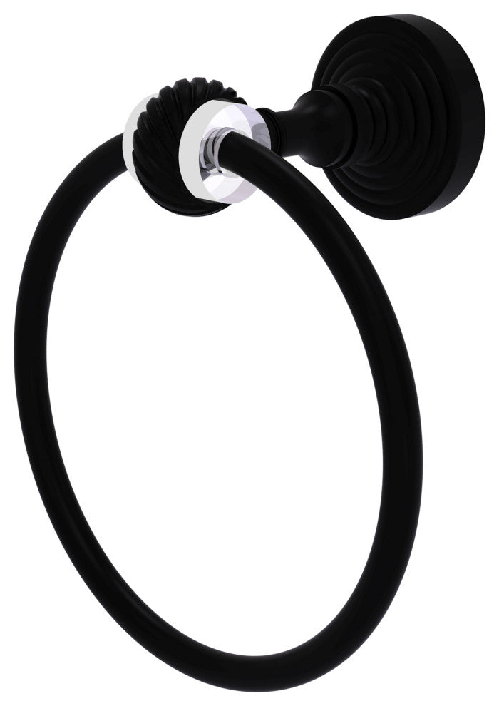 Pacific Grove Towel Ring with Twisted Accents, Matte Black