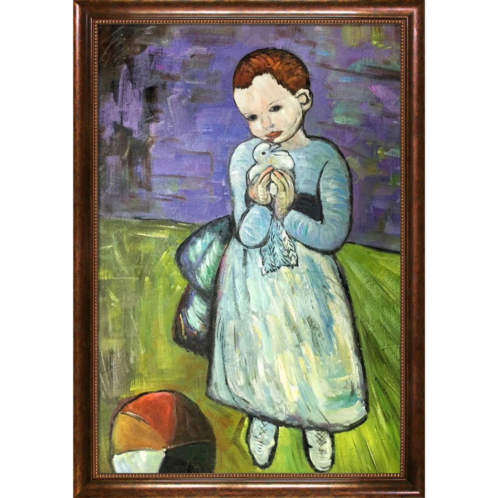 La Pastiche Child Holding a Dove with Verona Cafe Frame, 28" x 40"