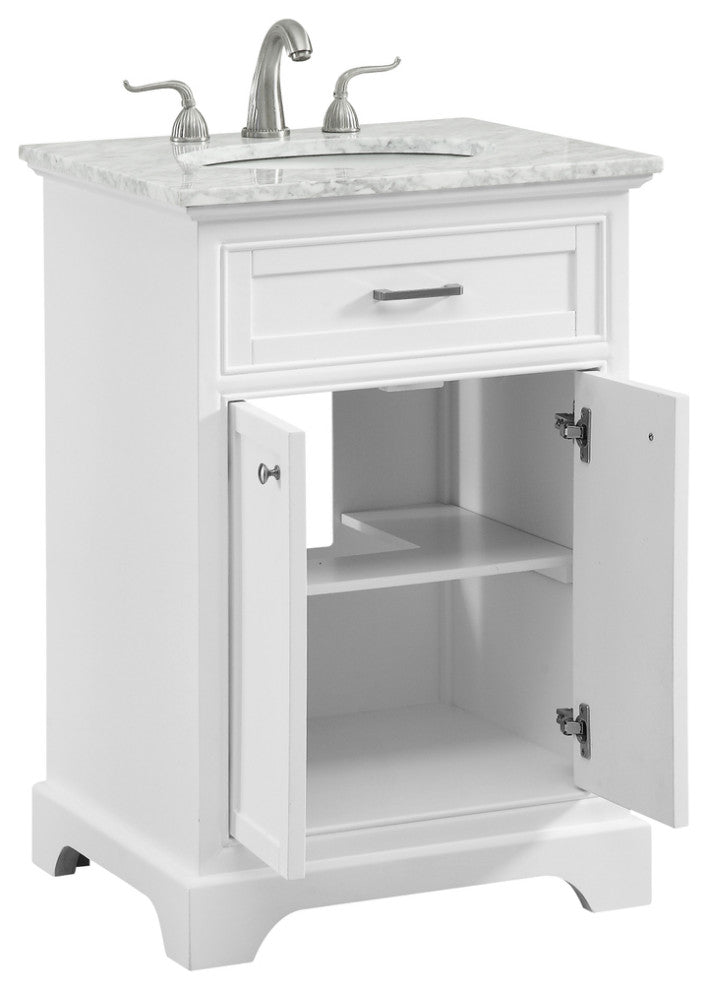 Amber Single Bathroom Vanity, Blue, White, 24"