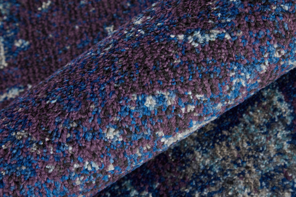 Weave & Wander Adelmo Abstract Contemporary Rug, Blue/Purple, 7'10"x10'