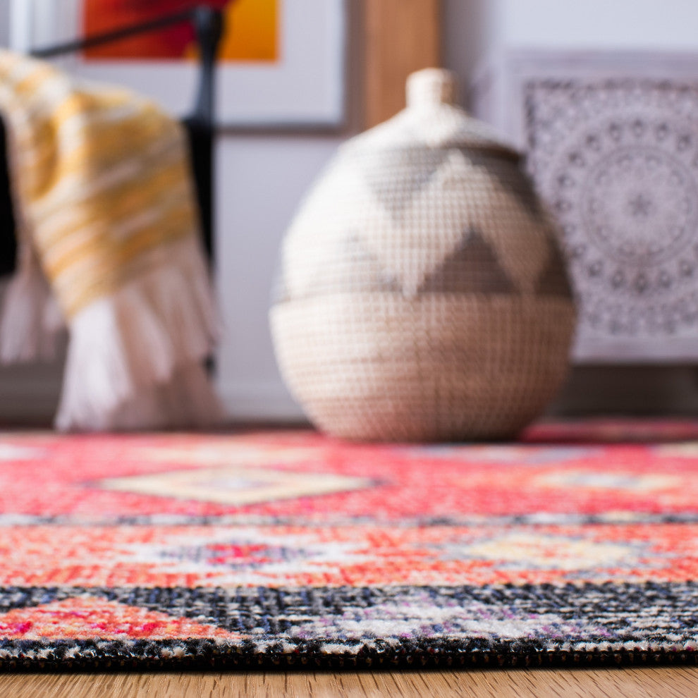 Safavieh Montage Mtg201Q Southwestern Rug, Red and Black, 2'3"x8'0" Runner