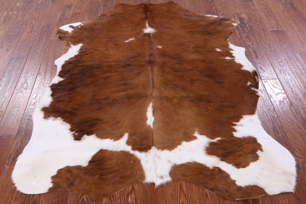 6' 8" X 5' 2" Organic Natural Hair-On Cowhide Area Rug C1971