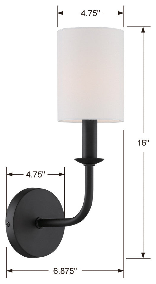 Bailey 1 Light Matte Black Wall Mount