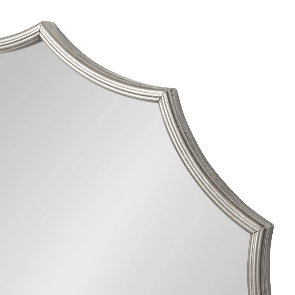 Lalina Scalloped Round Framed Accent Mirror, Silver 33.5" Diameter
