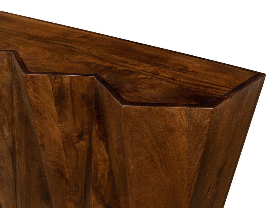 Denali Console Table Carved Solid Wood Natural Finish
