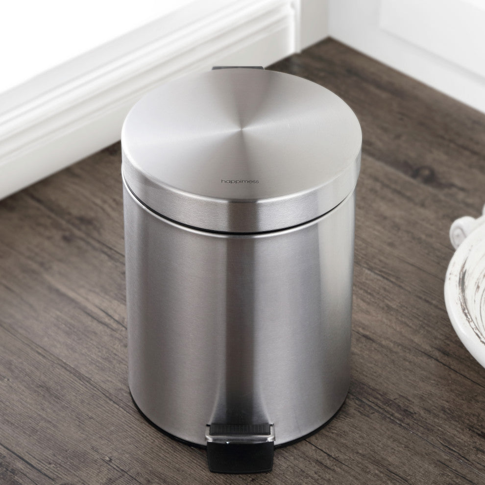 Oscar 8-Gallon Step-Open Trash Can With Mini Trash Can, Stainless Steel