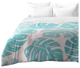 Bianca Green Linocut Monstera Pastel Comforter, King