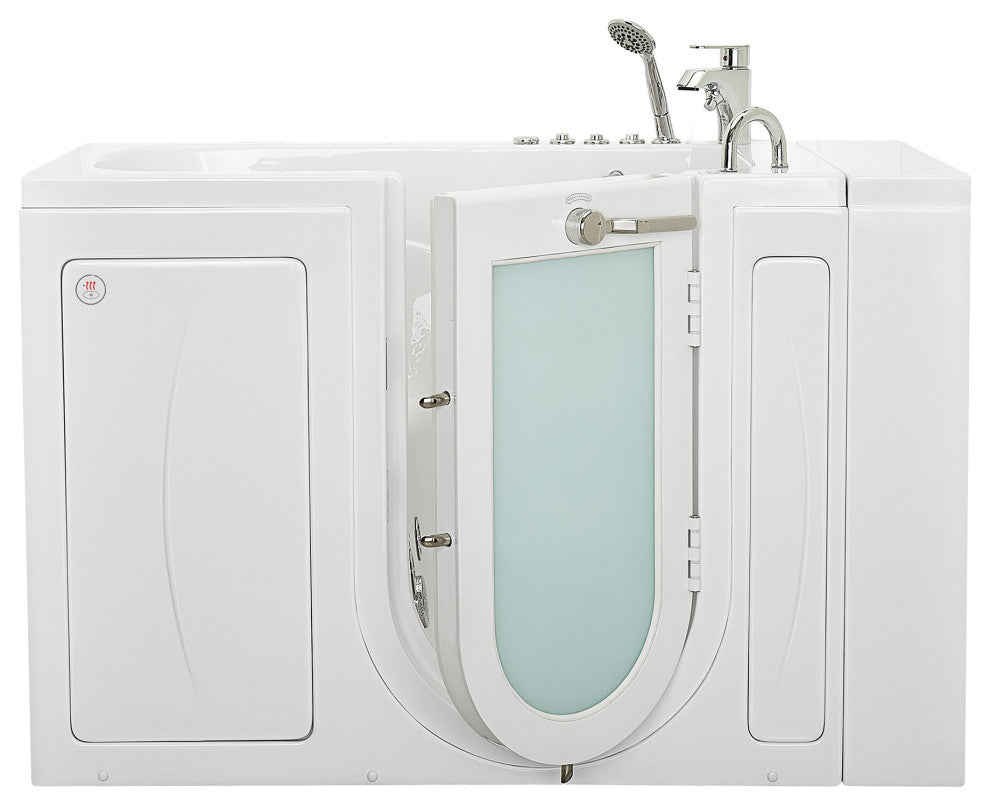 Ella Capri 30"x52" Air+Hydro Massage Walk-In Bathtub, Outward Swing Door, Faucet