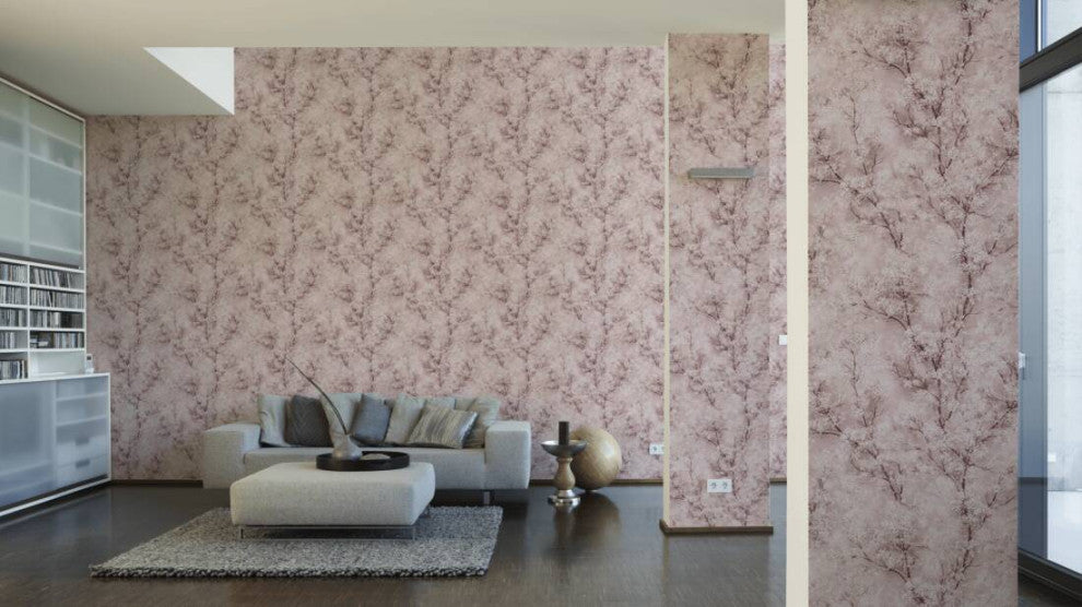 Floral Textured Wallpaper Featuring Tree Branches And Leaves, 374204