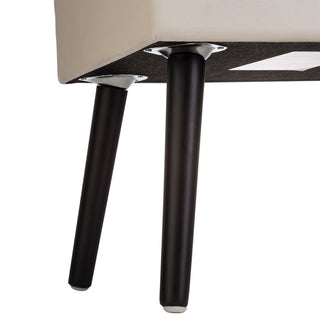 19.69"L Velvet Upholstered Storage Stool, Seashell White