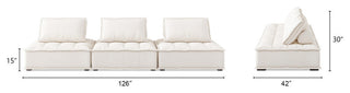 Arwen Modern Modular Square Tufted Sectional Sofa, White Beige Linen, 126" 3-Piece Sofa