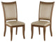 Set of 2 PU Upholstered Side Chair, Beige/Gray Oak Finish