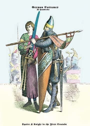 German Costumes: Squire and Knight in the First Crusade - Framed Paper Poster