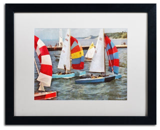 'After the Regatta' Matted Framed Canvas Art by Michelle Calkins
