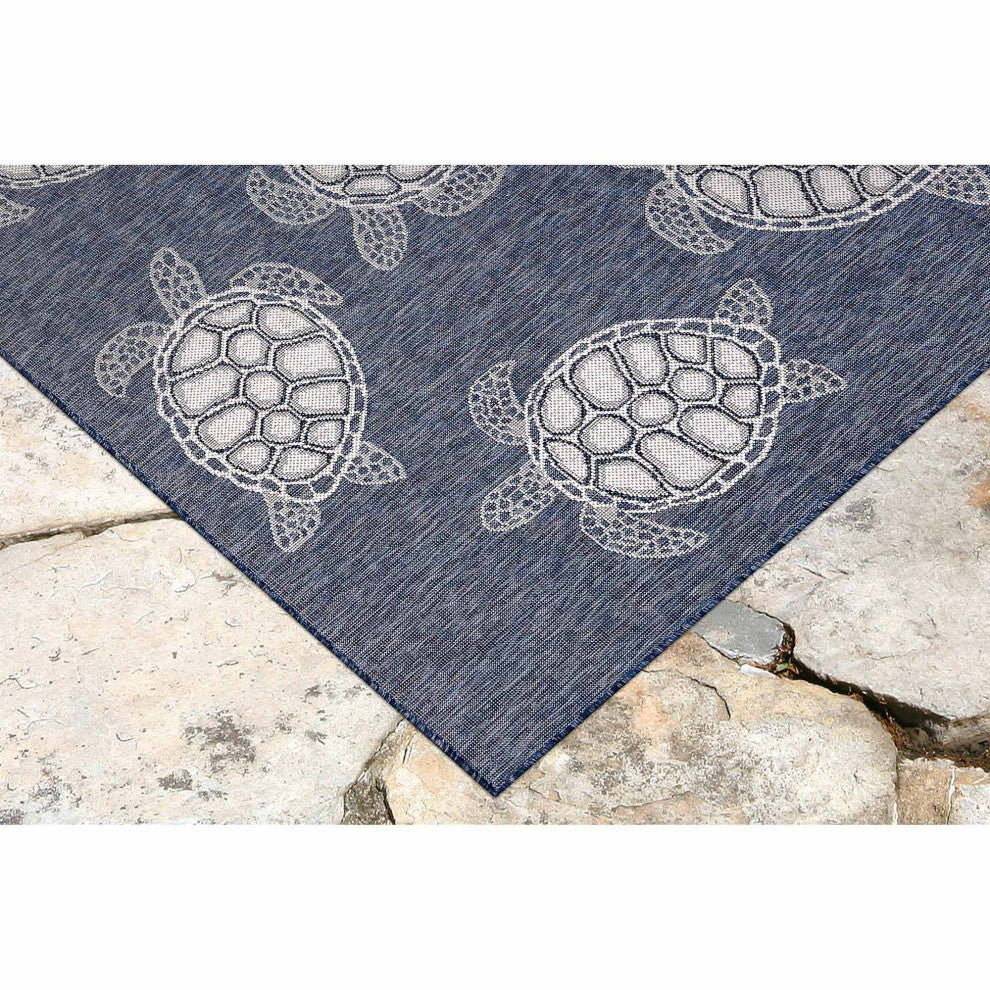 Carmel Seaturtles Indoor/Outdoor Rug, Navy, 1'11"x7'6" Runner