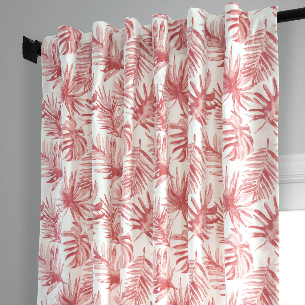 Artemis Printed Cotton Curtain Single Panel, Artemis Rust, 50wx84l