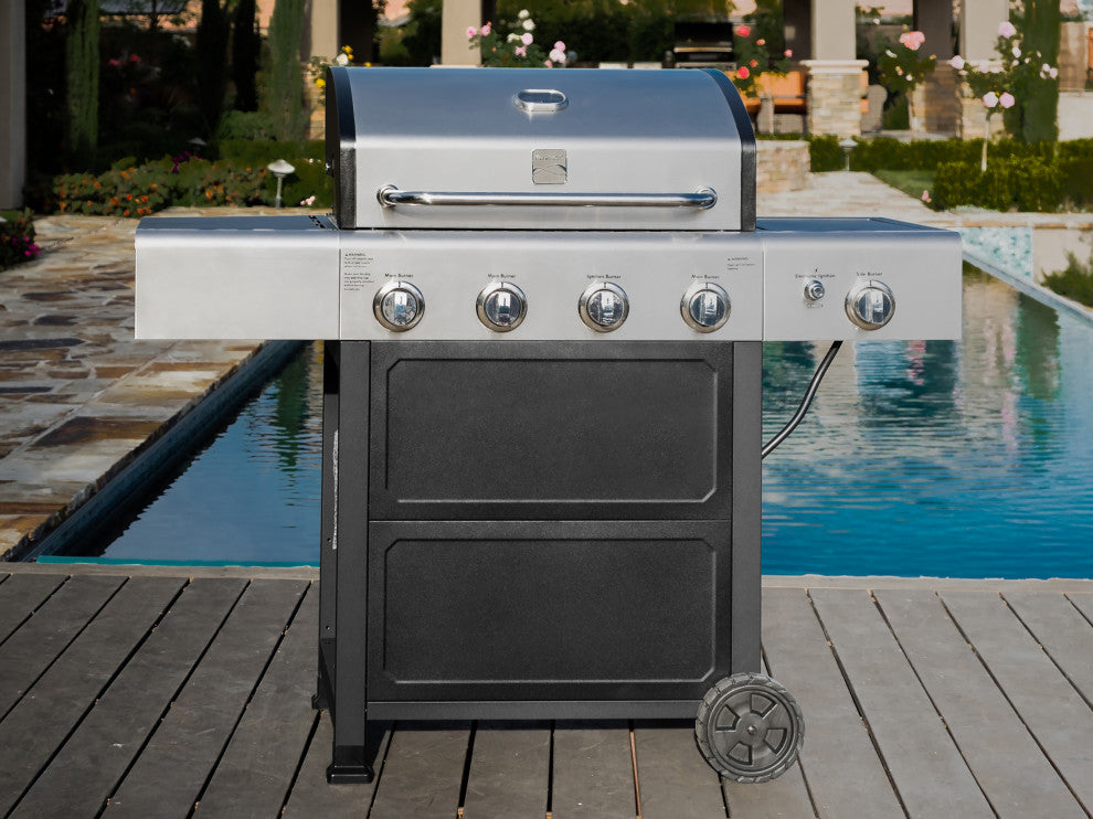 Kenmore 4 Burner Open Cart Gas Grill with Side Burner