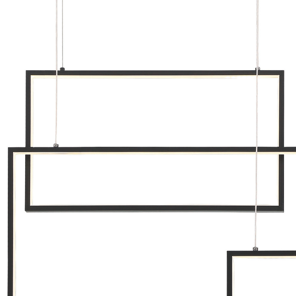 3-Light Unique Geometric LED Chandelier, Black