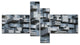 Black Abstract Geometric Background, Abstract Canvas Wall Art, 60"x32", 4 panels