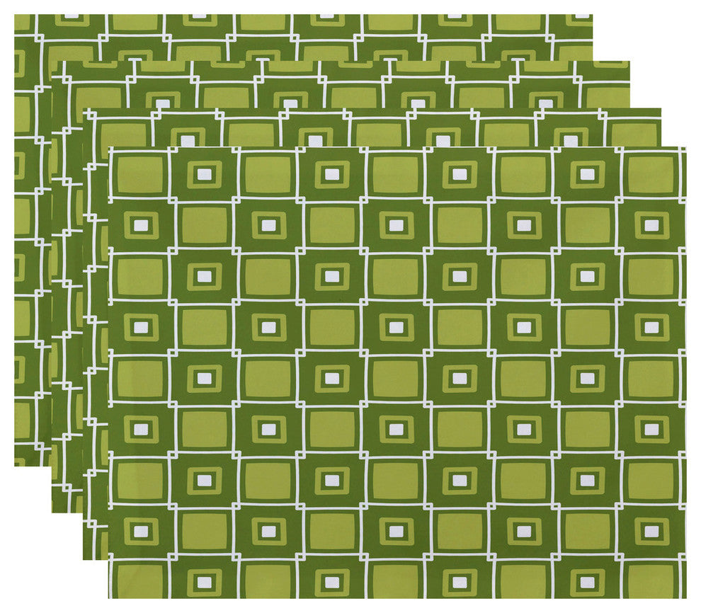 18"x14" Square Pop, Geometric Print Placemat, Green, Set of 4