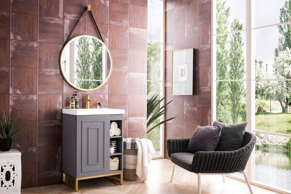 Alicante 24" Grey Smoke Vanity, Gold