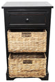 Urban Designs Malibu 3-Drawer Night Stand With Wicker Baskets, Espresso