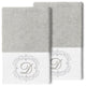 Linum Home Turkish Cotton Monica 2-Piece Embellished Hand Towel Set, Light Gray