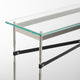 Equus Console Table, Sterling Finish - Sterling Accents - Black Leather Strap