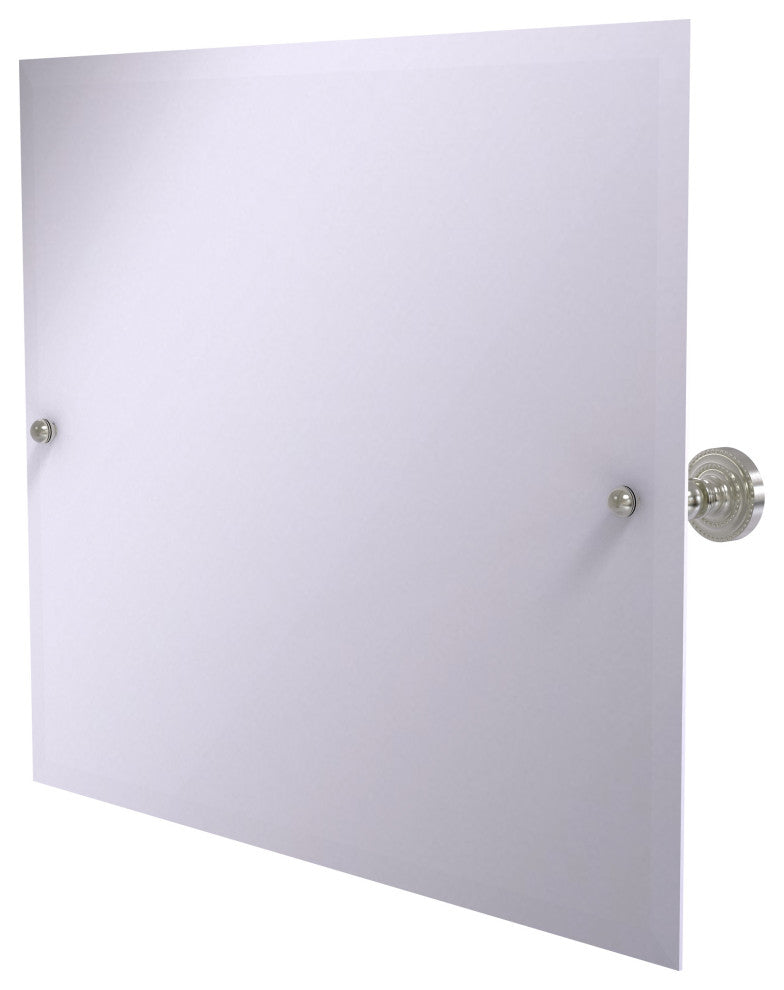 Frameless Landscape Tilt Mirror with Beveled Edge, Satin Nickel