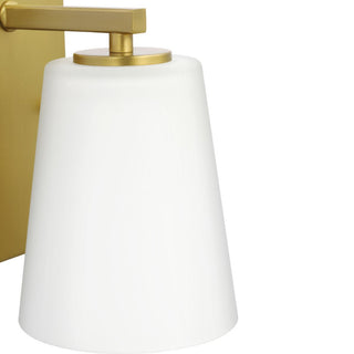Vertex Collection One-Light Brushed Gold Etched White Glass Bath Light