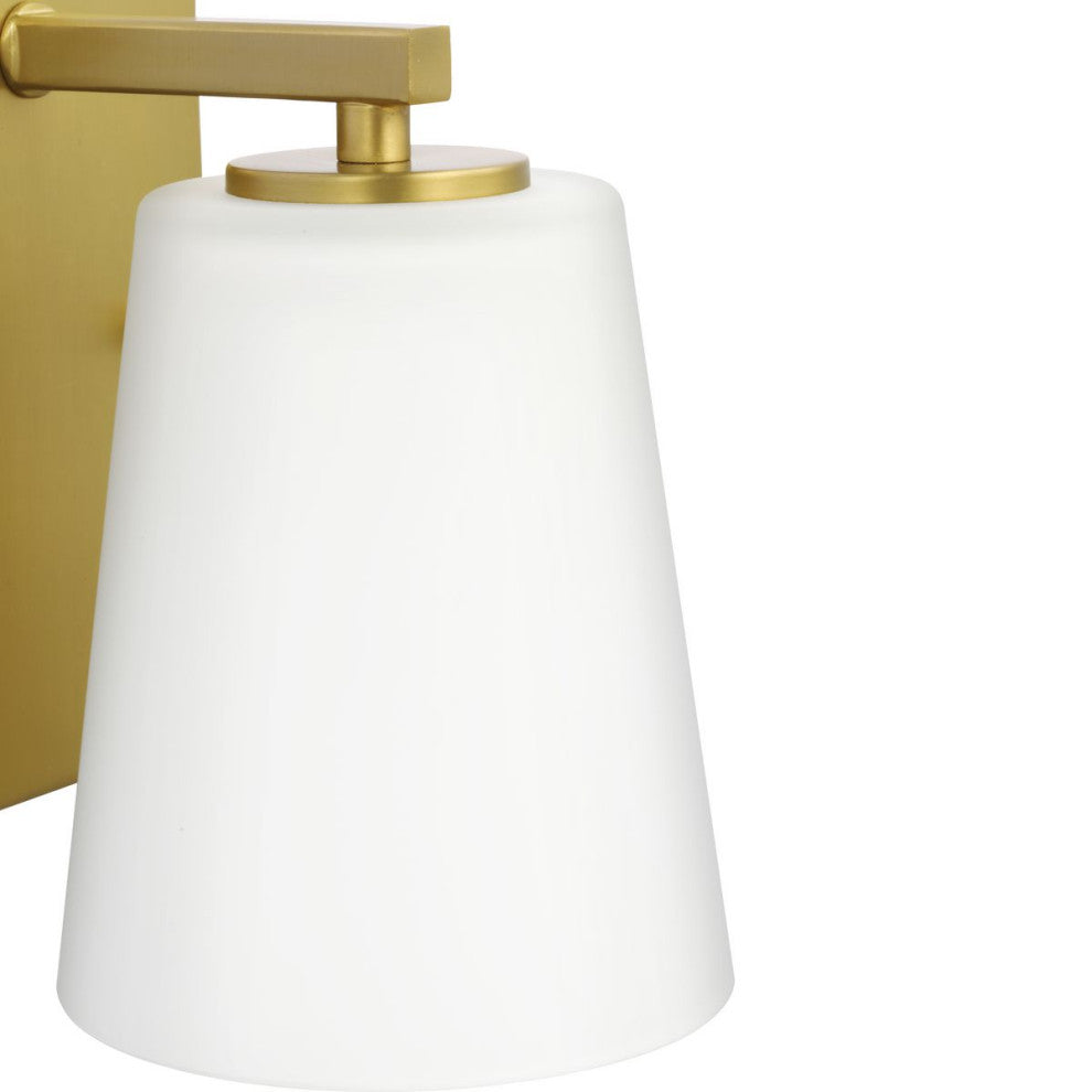 Vertex Collection One-Light Brushed Gold Etched White Glass Bath Light
