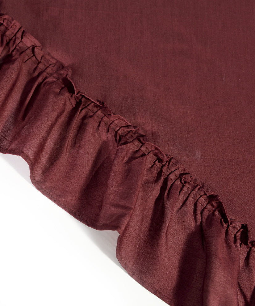 Ellis Curtain Stacey 54"x13" Ruffled Filler Valance, Merlot