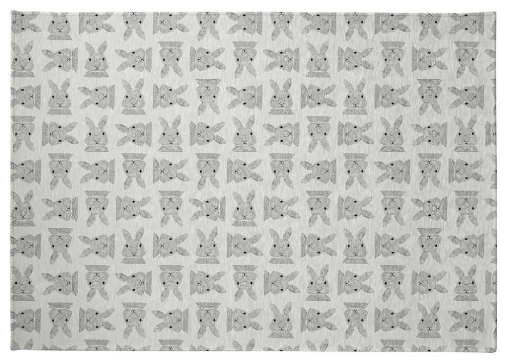 Criss Cross Bunnies Easter Chenille Rug, Whisper White, 5'x7'
