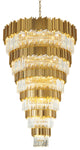 D60" 6-Tier Shiny Gold Frame Chandelier With Clear Hanging Crystals