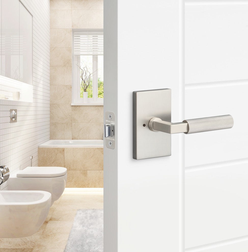 Levanto Privacy Rosette, Nickel, Knurled Grip in Nickel