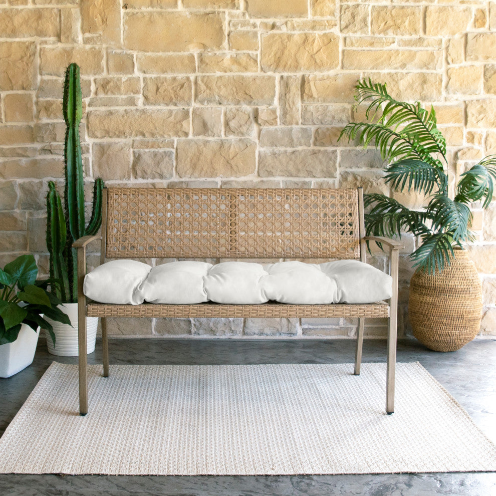Sunbrella Canvas Indoor/Outdoor Tufted Bench Cushion, Natural, 55x18x2"