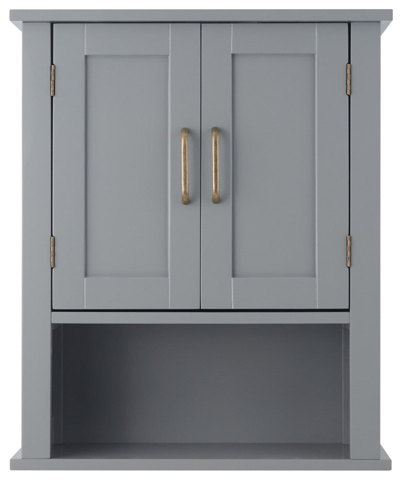 Wooden Bathroom Wall Cabinet Open Shelf Grey