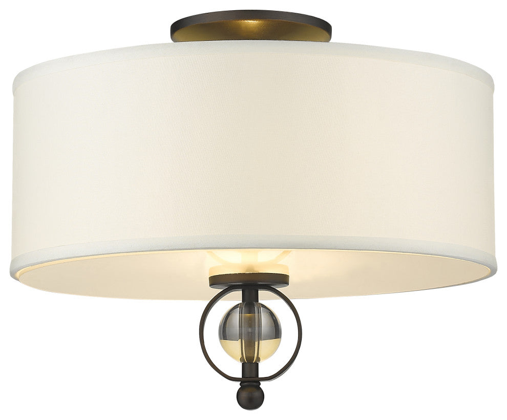 Cerchi Flush Mount, Rubbed Bronze, Opal Satin Shade