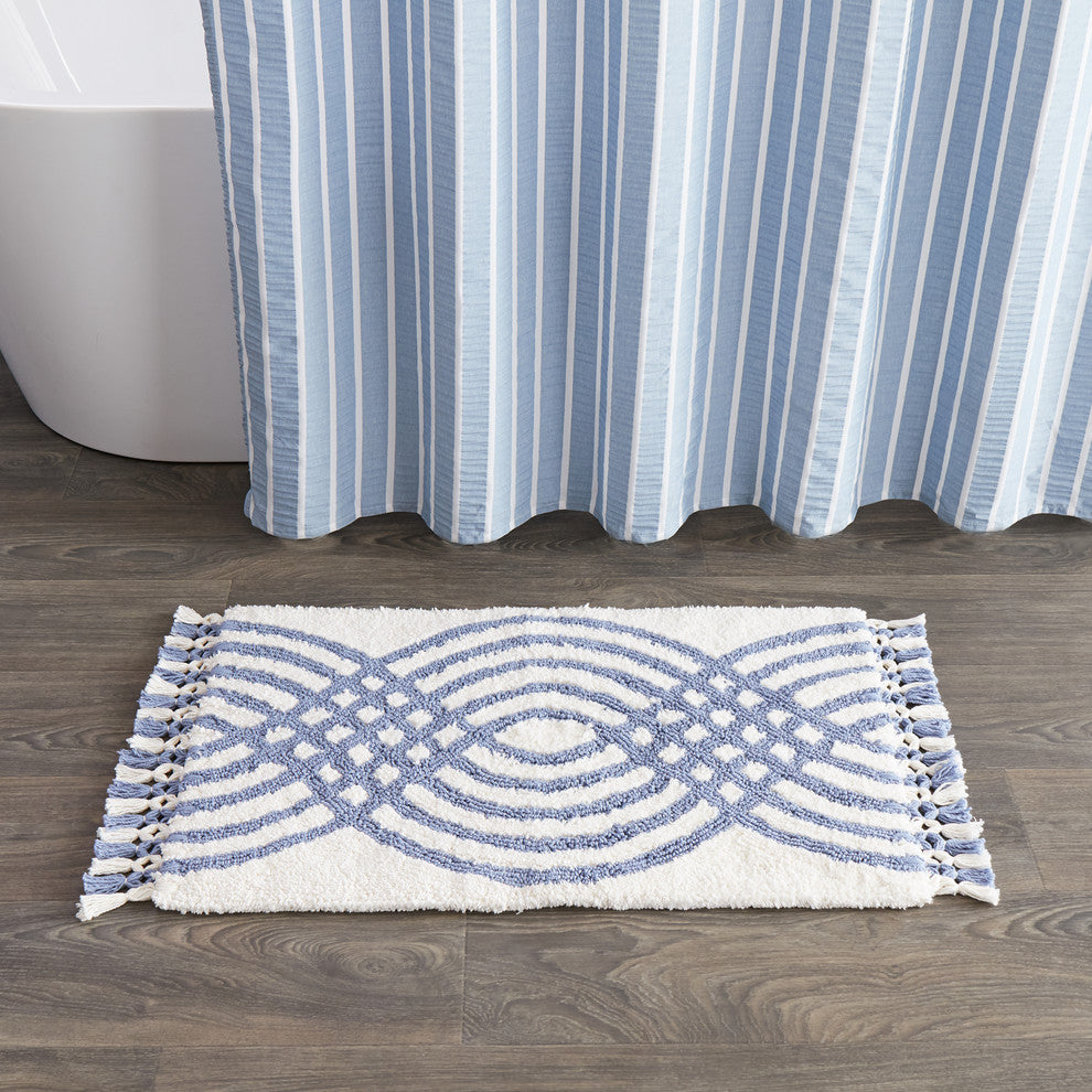 SKL Home Fringed Waves Rug, Blue